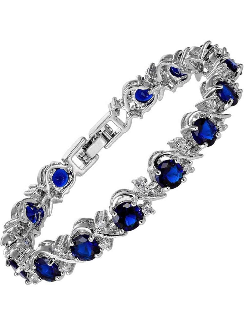 Multicolor CZ Tennis Bracelet for Women - Elegant White Gold Plated Jewelry